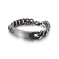 Bracciale da uomo in acciaio inossidabile con catena cubana e piastra curva argento - Canna di Fucile Retrò (KB130554-KFC)