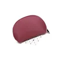 Minimalist lotus pink semi-circular PU leather clutch bag with a metallic zipper closure - Lotus Pink