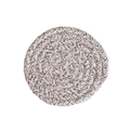 Close-up of a circular woven cotton coaster with natural beige and light brown fibers - Coffee Color