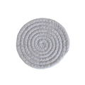 Close-up of a light grey braided cotton rope coaster with a minimalist woven texture - Light Gray