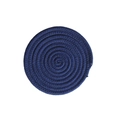 Detailed view of a blue spiral woven cotton rope coaster on a white background - Solid Navy Blue