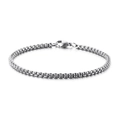 20cm silver stainless steel box chain bracelet with lobster clasp for daily wear - 3mm Width 200mm Length (KB126590-Z)