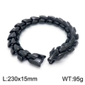 Pulsera para hombre de acero negro con escamas de dragón y cierre de cabeza de lobo - 23CM / Negro