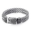 Bracciale punk teschio in titanio argento con motivo a scaglie di pesce e fibbia vintage - 20cm / Stile Motivo Retrò (KB113829-BD)