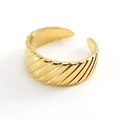 18k gold plated stainless steel open ring with vertical ribbed texture and adjustable fit - 760-Gold