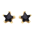 Makroaufnahme minimalistischer Stern-Ohrstecker mit schwarzem Inlay und Goldrand - Schwarzer Zirkon