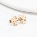 Rose gold anatomical heart stud earrings in hollowed stainless steel with secure backings - Rose Gold