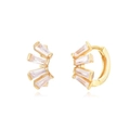 Dettaglio orecchini a cerchio in argento S925 placcato oro con zirconi a baguette - Oro (Zirconia Bianca)