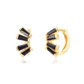 Dettaglio del punzone Ag925 su orecchini placcati oro con pietre nere taglio baguette - Oro (Zirconia Nera)
