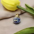 DIY glass ball pendant with blue beads and seashell details for jewelry making - Sapphire Blue