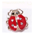 Creative red ladybug brooch pin with gold alloy base and sparkling crystals - Style 2 (NO.2)