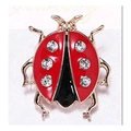 Fashionable ladybug insect brooch with red enamel and sparkling rhinestones inlay - Style 3 (NO.3)