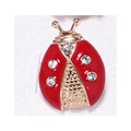 Creative red ladybug enamel brooch with gold finish and sparkling crystal accents - Style 12 (NO.12)