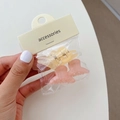 Set of 4 mini pink and pale yellow acetate hair claws on accessories display card - Half Round Cream Pink (Set of 4)