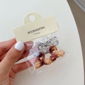 Mini bow-shaped hair claw clips set in transparent grey and amber tortoiseshell finish - Bow Grey Coffee (Set of 4)