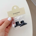 Mini acetate hair claws set including black and transparent square clips in retail pack - Half Round Clear Black (Set of 4)