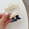 Set of four small acetate hair claws in black and beige tones with spring closure - Half Round Cream Black (Set of 4)