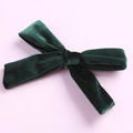 Handmade 5-inch dark green velvet hair bow with alligator clip for girls accessories - Dark Green