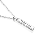 Silver stainless steel bar necklace with I love you Forever & Always engraving - Engraved Version / Silver