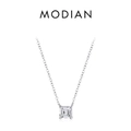 Elegant S925 sterling silver necklace featuring a square emerald cut cubic zirconia stone - 925 Silver / Silver