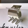 Close-up of a high-polished silver metal hair claw clip with strong spring and grip teeth - 2# Silver 3.2cm Plain Claw Clip