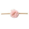 Detail of soft pink nylon flower headband for babies with seamless elastic band - Pink