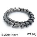 Men's punk black stainless steel dragon bone chain bracelet, size 220x14mm, weight 96g - 22cm / Gunmetal