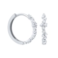 S925 Sterling Silber Creolen mit unregelmäßigen Zirkonia Steinen und funkelnden Kristallen - Platiniertem Kupfer + 925 Sterling Silver Earring Post + Zirkonia / Weißgold