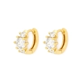 Elegant gold geometric earrings with round micro-set zircons on white background - Gold