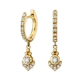 Eleganti orecchini a cerchio geometrici dorati con ciondoli in zircone cubico brillante - Oro