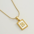 18K gold plated stainless steel snake chain necklace with letter B pendant on white - B (With Chain)