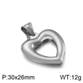 Titanium steel hollow heart pendant necklace with polished silver finish, 30x26mm size - Steel Color Pendant Style (KP80862-Z)
