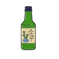Macro detail of enamel green soju bottle brooch with fresh label and bamboo design - Green Fresh Soju Bottle (XZ7128)