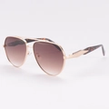 Lunettes de soleil aviateur classiques avec double pont doré et verres dégradés marron - Monture Dorée Verres Dégradé Brun