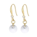 Elegantes pendientes dorados con cristales geométricos y ganchos de circonitas - Estilo Piedra Clara Redonda Dorada (KE103898-Z)
