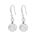 Pendientes de perlas geométricas plateadas con bolas de discoteca de cristal brillante - Estilo Bola de Diamantes de Imitación Pavé Plateado (KE103897-Z)