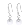 Pendientes geométricos de titanio con perlas y colgante de cristal plateado mujer - Estilo Piedra Clara Redonda Plateada (KE103899-Z)