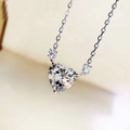 Elegant heart-shaped zircon necklace with silver O-chain and sparkling side stones - White Zirconia Heart Pendant / White (XL428)