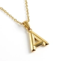 Polished 18K gold-plated 3D letter A pendant necklace on a minimalist link chain - Letter A / Gold