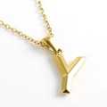 Minimalist 18K gold plated stainless steel letter Y pendant necklace for women - Letter Y / Gold