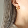 Chic 18K gold plated double C-shaped hoop earrings for women in a polished finish - Gold