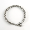 Pulsera para hombre de acero inoxidable plateado con cadena de trigo y cierre de mosquetón - 6.0mm*21cm / Color Acero