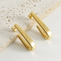 Minimalist 18k gold plated stainless steel U-shaped hook earrings with polished finish - Gold