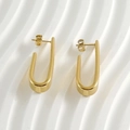 Orecchini a gancio a forma di U in acciaio inossidabile dorato su sfondo a onde bianche - Oro 18K / Oro