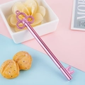 Pink crown key-shaped 0.5mm gel pen with metallic finish on decorative background - 0.5mm / Plum Pink