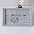 Gray velvet jewelry display tray with multiple slots for rings and earrings storage - Small Ice Flower Velvet Slot Tray - No Lid