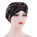 Milk silk turban cap with jungle camouflage print and braided headband detail - Green Camouflage