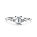 Classic S925 silver V-shaped ring featuring a rectangle emerald cut clear cubic zirconia - US 5 / Three-Stone Emerald Cut Style (CBJZ009)