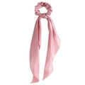 Elegant rose pink satin scrunchie with long ribbons and silky knotted streamers for women - Dusty Pink