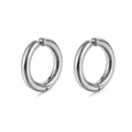Gepolijste zilveren roestvrijstalen ringoorbellen voor dames en heren, minimalist - Zilver 12mm (1 Stuk)